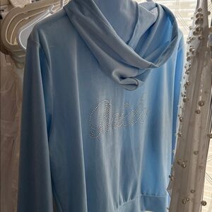 Bride Blue Velvet Hoodie with Rhinestone Detail